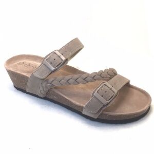 Jessica Carlyle Womens LILO Taupe Leather Braided Strap Wedge Sandal Slide 11